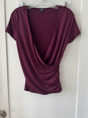 Express Women’s Draped Surplice Top in Wine
